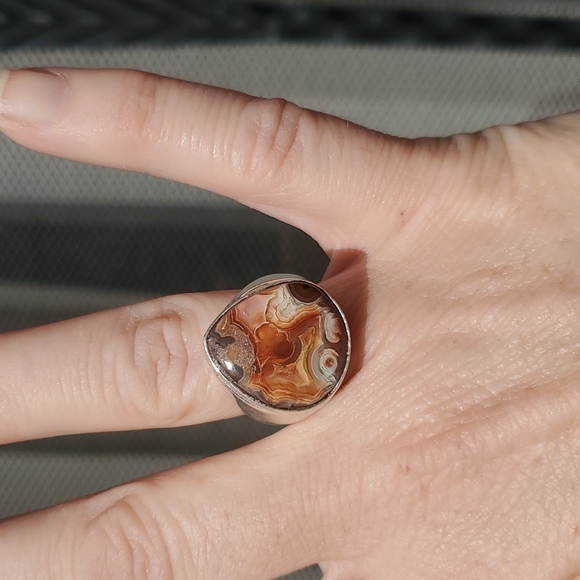 New Men's Crazy Lace Agate 925 Silver Ring. - Picture 7 of 15